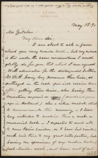 Letter to Philip Zilcken
