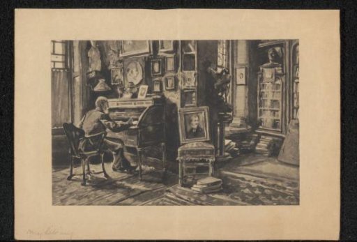 Samuel Putnam Avery in his library