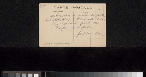 Postcard to Philip Zilcken
