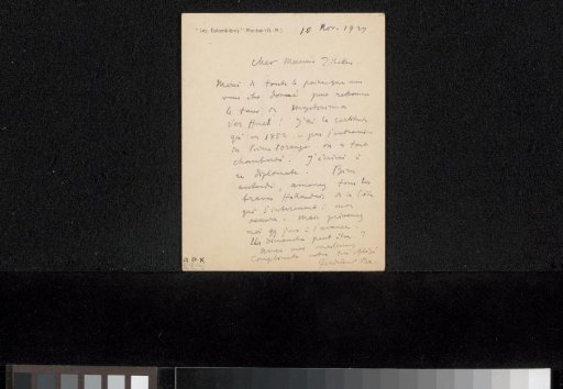 Postcard to Philip Zilcken