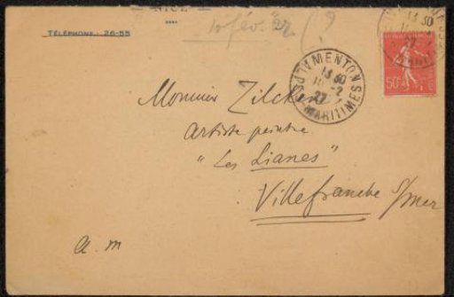 Envelope addressed to Philip Zilcken