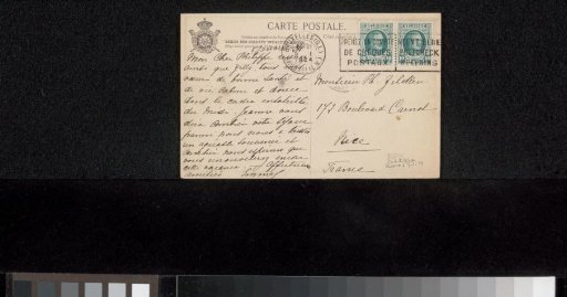 Postcard to Philip Zilcken