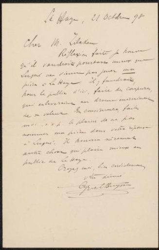 Letter to Philip Zilcken