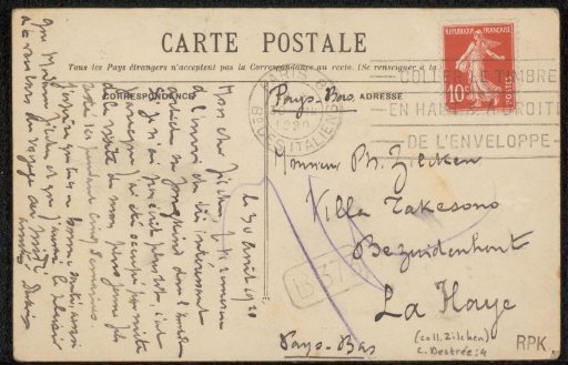 Postcard to Philip Zilcken