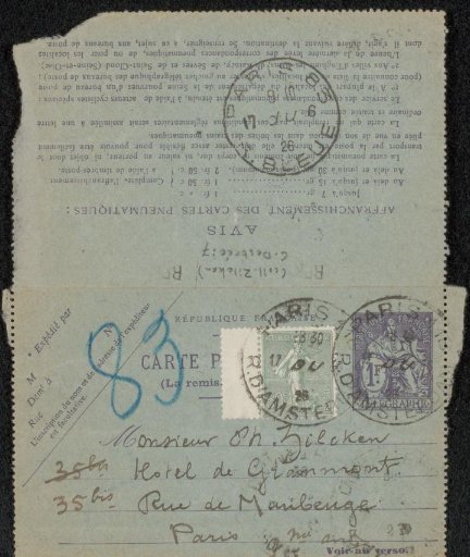 Postcard to Philip Zilcken