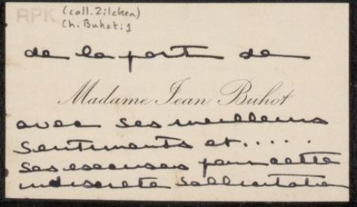 Visiting card to Philip Zilcken