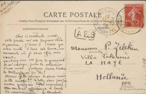 Picture postcard to Philip Zilcken