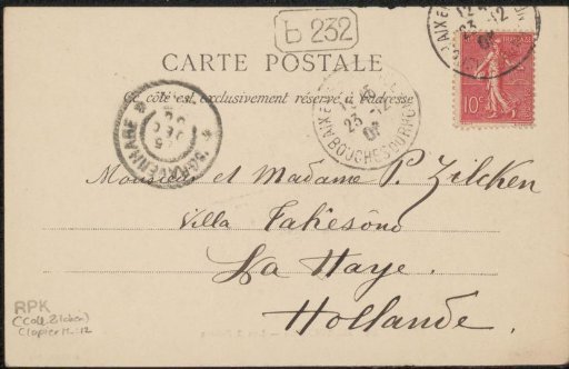 Picture postcard to Philip Zilcken
