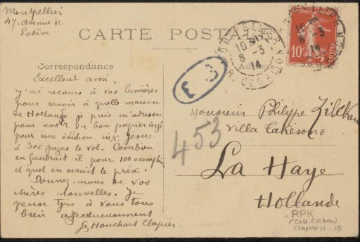 Picture postcard to Philip Zilcken