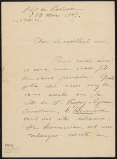 Letter to Philip Zilcken
