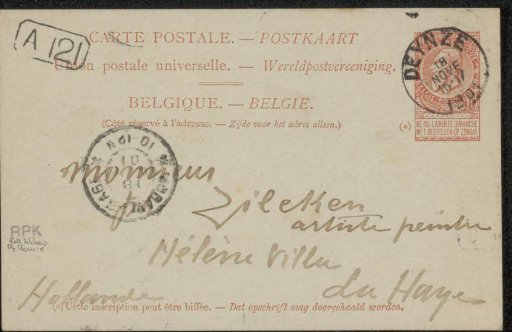Postcard to Philip Zilcken