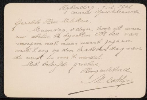 Letter to Philip Zilcken