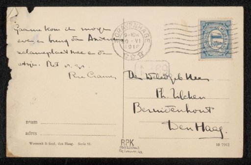 Postcard to Philip Zilcken