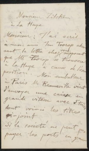 Letter to Philip Zilcken