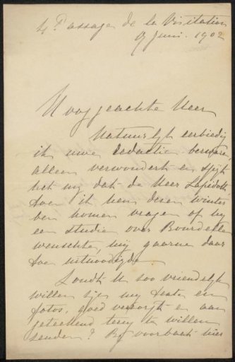 Letter to Philip Zilcken