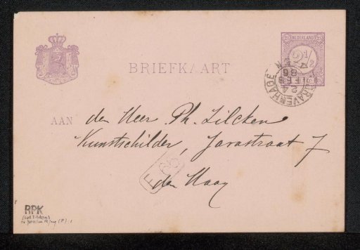 Postcard to Philip Zilcken