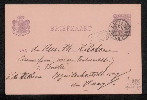 Postcard to Philip Zilcken