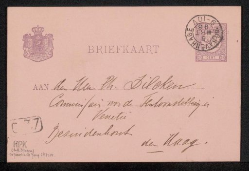 Postcard to Philip Zilcken