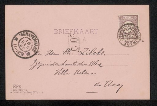 Postcard to Philip Zilcken