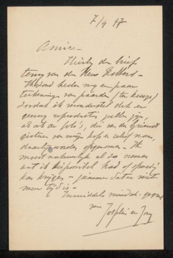 Letter to Philip Zilcken
