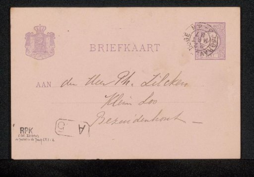 Postcard to Philip Zilcken