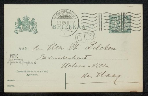 Postcard to Philip Zilcken