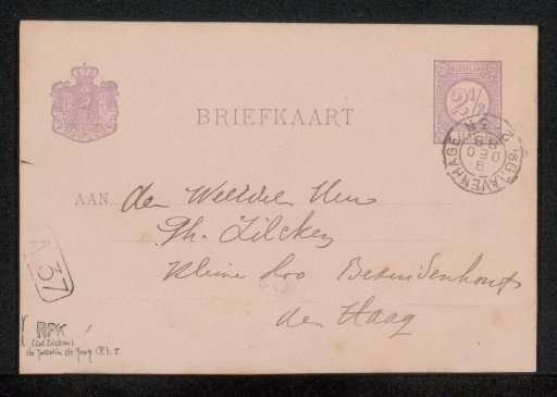 Postcard to Philip Zilcken