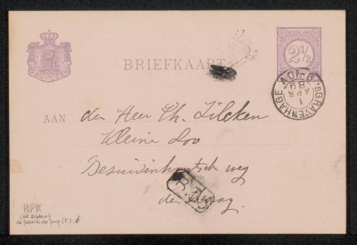 Postcard to Philip Zilcken
