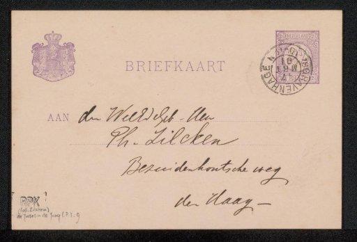 Postcard to Philip Zilcken