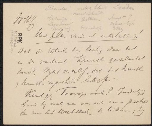 Letter to Philip Zilcken