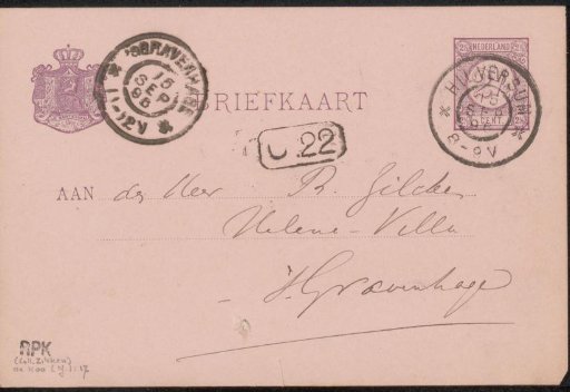 Postcard to Philip Zilcken