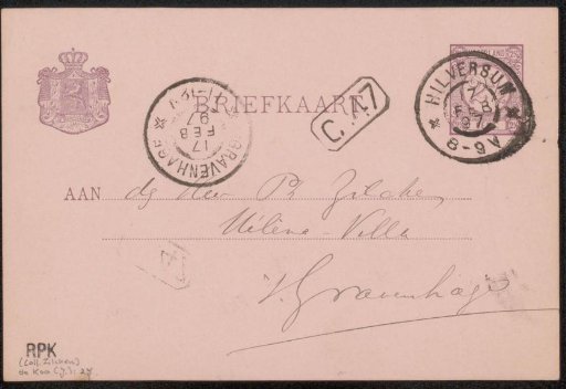 Postcard to Philip Zilcken
