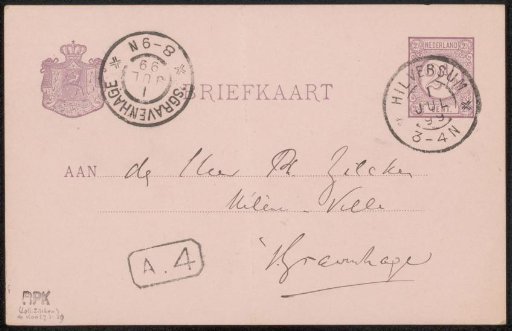 Postcard to Philip Zilcken
