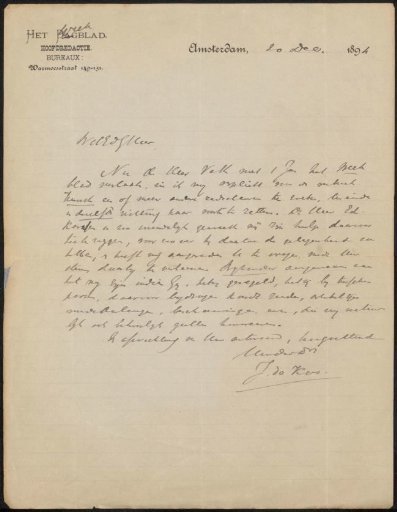 Letter to Philip Zilcken