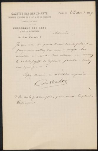Letter to Philip Zilcken