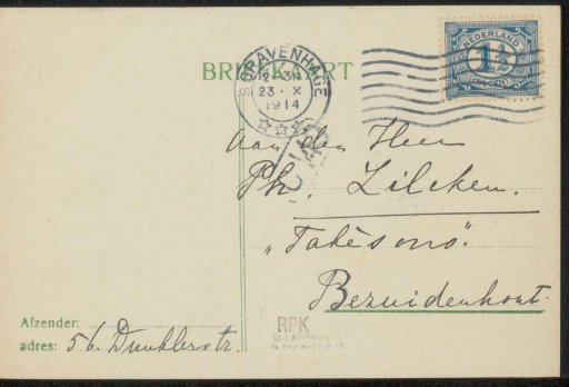 Postcard to Philip Zilcken