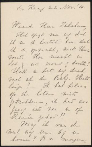 Letter to Philip Zilcken