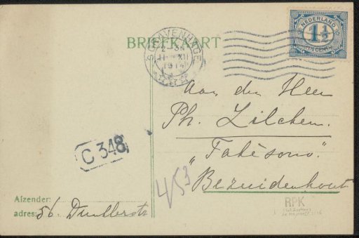 Postcard to Philip Zilcken