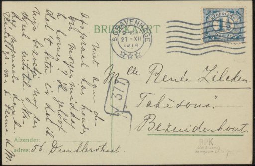 Postcard to Renée Hélène Laure Zilcken