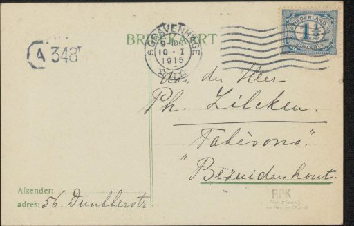 Postcard to Philip Zilcken