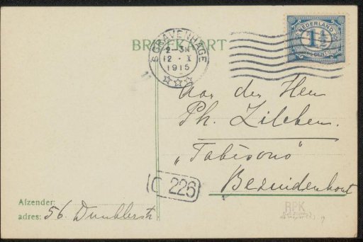Postcard to Philip Zilcken
