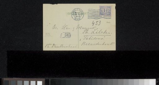 Postcard to Philip Zilcken and Henriette Wilhelmina van Baak