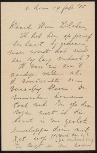 Letter to Philip Zilcken