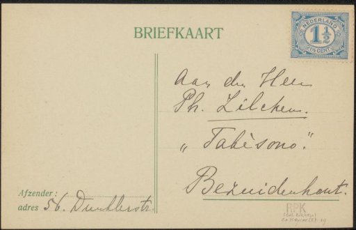 Postcard to Philip Zilcken