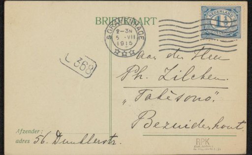 Postcard to Philip Zilcken