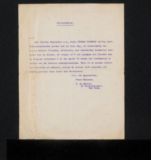 Letter to Philip Zilcken