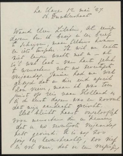 Letter to Philip Zilcken