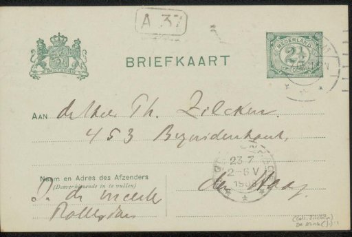 Postcard to Philip Zilcken
