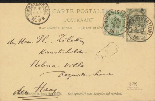 Postcard to Philip Zilcken