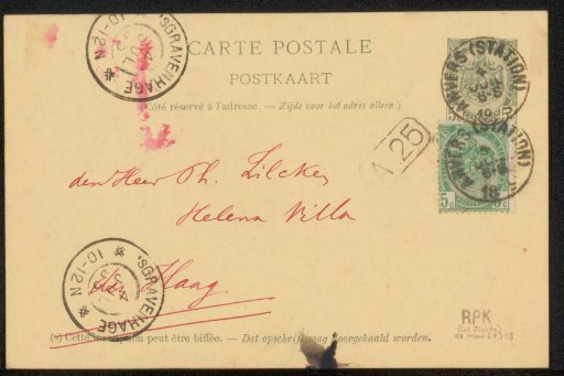 Postcard to Philip Zilcken